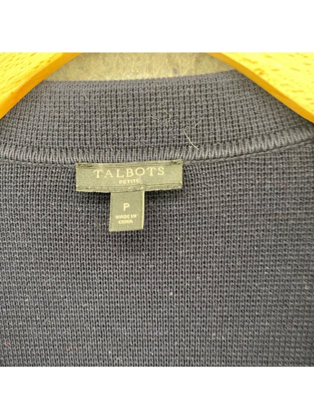 Talbots Sweater Womens P Petite Navy Notch Lapel Cardigan Button Long Sleeves - Picture 5 of 9